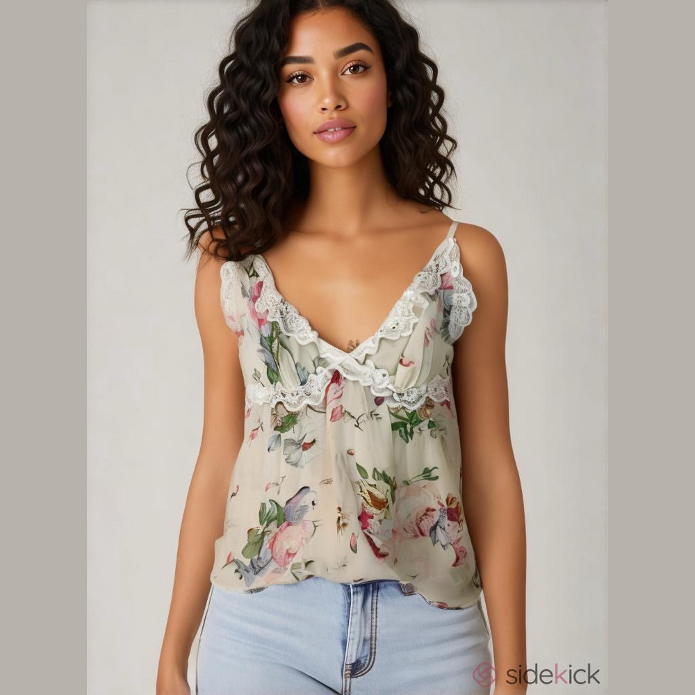 Babydoll floral lace camisole top size small coquette angelcore cottage core